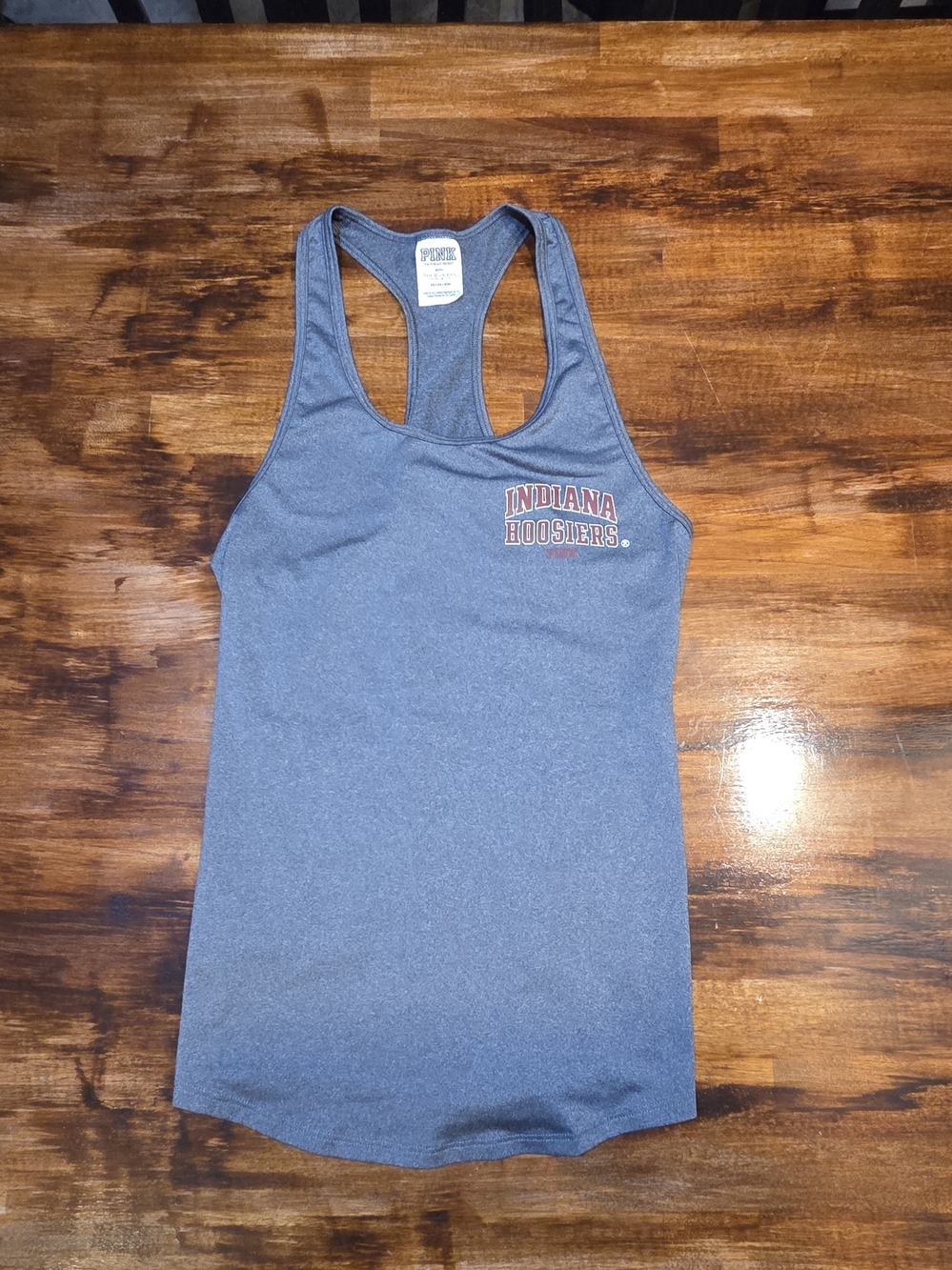 Pink Victoria's Secret Indiana Hoosiers heather grey racerback tank top SZ XS